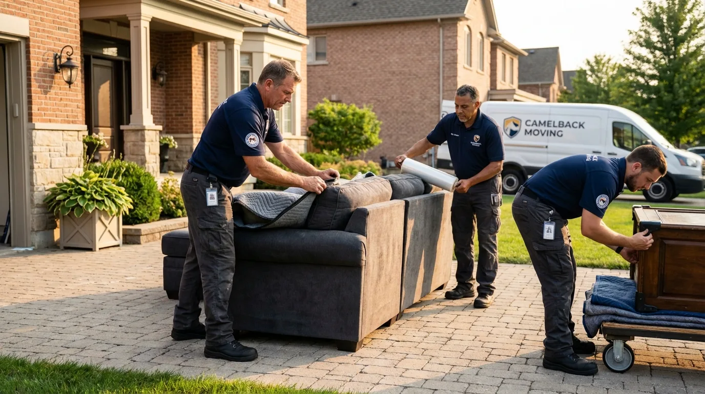 Large estate moving crew wrapping furniture in Harper, TX
